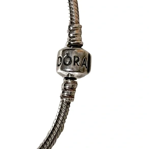 Pandora Sterling Silver Bracelet With Charms 7 3/4” - Picture 5 of 7